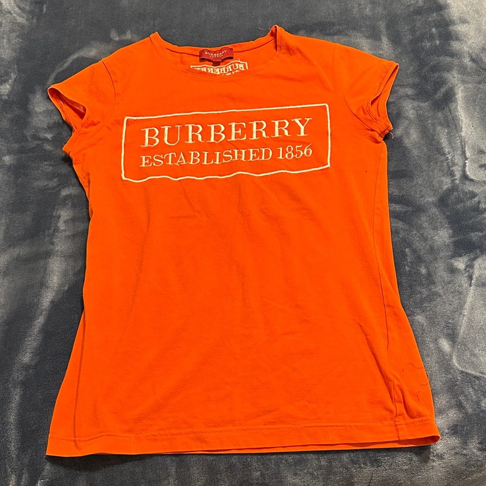Burberry Vibrant Orange Tee with Logo